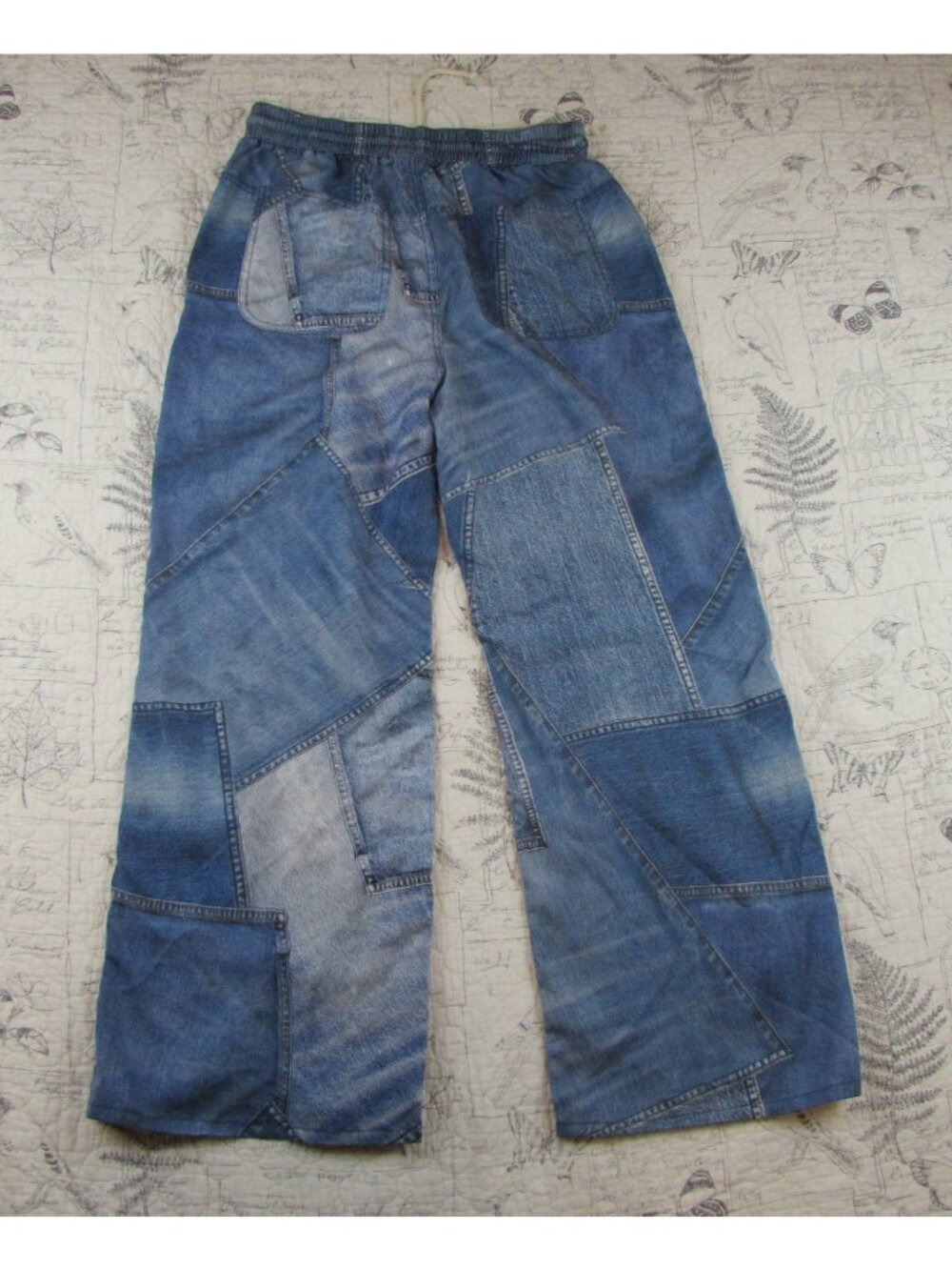 EUC Anthropologie Pilcro low rise wide leg Patchwork Pant Baggy womens Small S - Picture 7 of 8